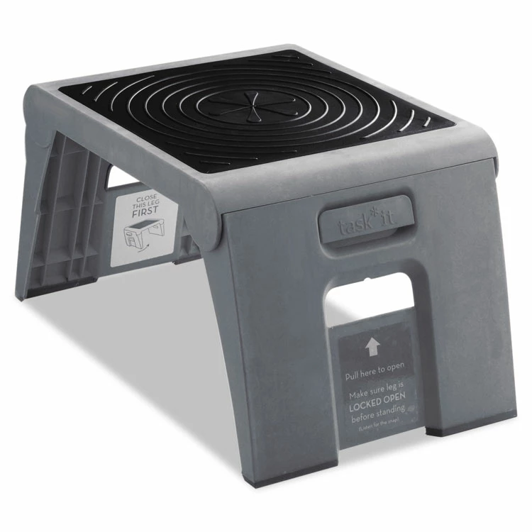 Cramer Folding Step Stool, 1-Step, 300 Lb Capacity, 14 X 11.25 X 9.75, Slate