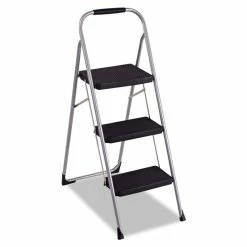 COSCO 3-Step Big Step Folding Stool, 200 Lb Capacity, 17.75 X 28 X 45.63, Light Gray