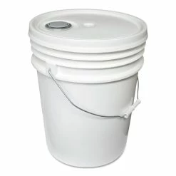 Impact Utility Bucket With Lid, 5 Gal, Polyethylene, White, 11.25" Dia