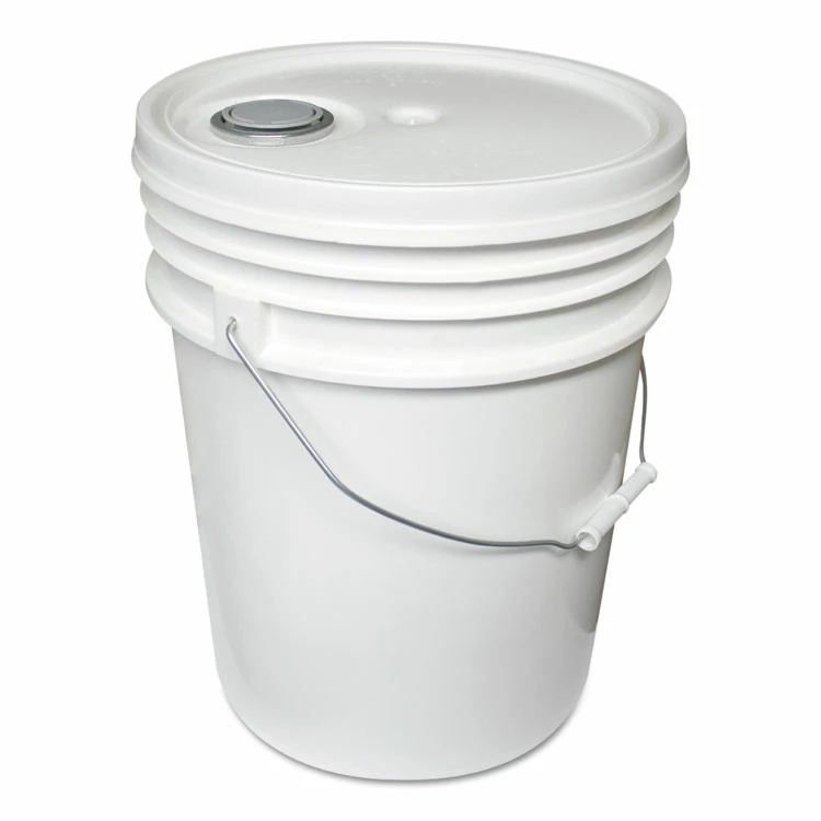 Impact Utility Bucket With Lid, 5 Gal, Polyethylene, White, 11.25" Dia