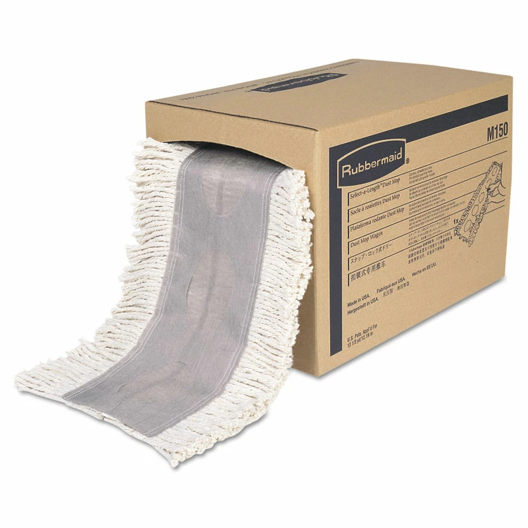 Rubbermaid Commercial Cut To Length Dust Mops, Cotton, White, Cut-End, 5 X 40 Ft, 1 Box