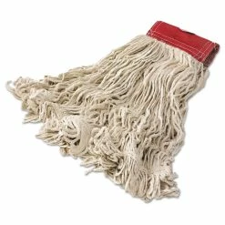 Rubbermaid Commercial Super Stitch Cotton Looped End Wet Mop Head, Large, 5" Red Headband