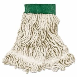 Rubbermaid Commercial Super Stitch Looped-End Wet Mop Head, Cotton/Synthetic, Medium, Green/White