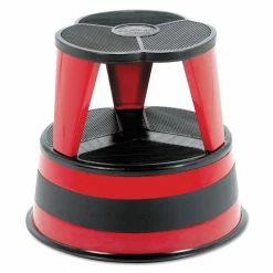 Cramer Kik-Step Steel Step Stool, 2-Step, 350 Lb Capacity, 16" Diameter X 14.25"h, Red