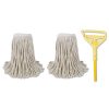 Boardwalk® Cotton Cut End Mop Kit, #24 Natural Cotton Head, 60" Yellow Metal/Plastic Handle