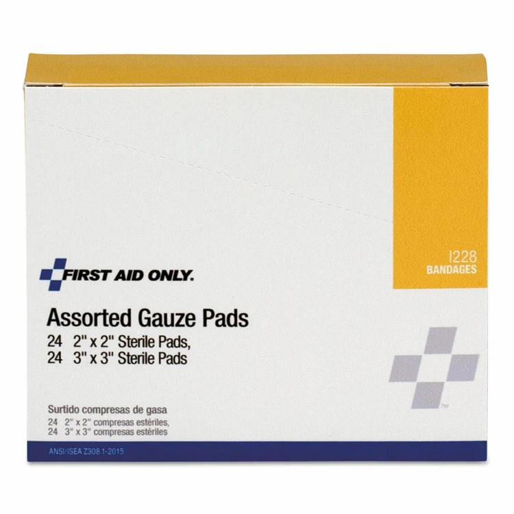 First Aid Only™ Gauze Pads, Sterile, Assorted, 2 X 2; 3 X 3, 48/Box