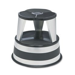 Cramer Kik-Step Steel Step Stool, 2-Step, 350 Lb Capacity, 16" Diameter X 14.25"h, Silvertone