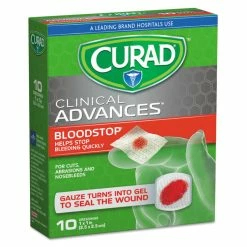 Curad Bloodstop Sterile Hemostat Gauze Pad, 1 X 1, 10/Box