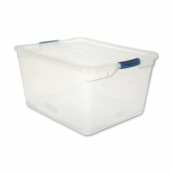 Rubbermaid Clever Store Basic Latch-Lid Container, 71 Qt, 18.63" X 23.5" X 12.25", Clear