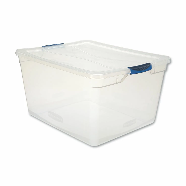 Rubbermaid Clever Store Basic Latch-Lid Container, 71 Qt, 18.63" X 23.5" X 12.25", Clear
