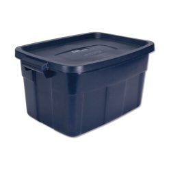Rubbermaid Roughneck Storage Box, 14 Gal, 15.88" X 23.88" X 12.25", Dark Indigo Metallic