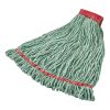 Rubbermaid Commercial Web Foot Shrinkless Looped-End Wet Mop Head, Cotton/Synthetic, Large, Green, 5" Red Headband -cuisinart shop 695735
