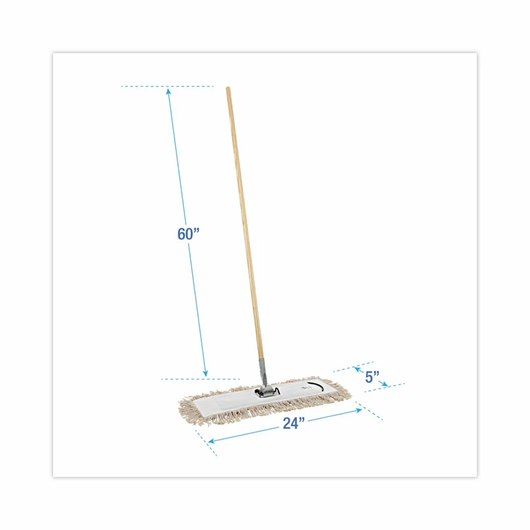 Boardwalk® Cotton Dry Mopping Kit, 24 X 5 Natural Cotton Head, 60" Natural Wood Handle - Image 2