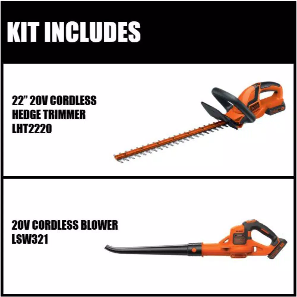 Trimmers BLACK+DECKER 22 In. 20V Max Cordless Hedge Trimmer With (2) 1.5Ah Batteries And Charger With Bonus Blower Kit Included - Image 3