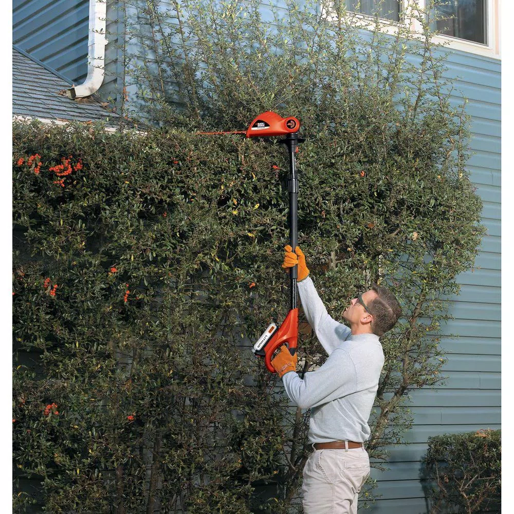 BLACK+DECKER 18 in. 20V MAX Lithium-Ion Cordless Pole Hedge Trimmer with (1) 1.5Ah Battery and Charger Included Trimmers BLACK+DECKER 18 In. 20V MAX Lithium-Ion Cordless Pole Hedge Trimmer With (1) 1.5Ah Battery And Charger Included -cuisinart shop black decker cordless hedge trimmers lpht120 31 1000