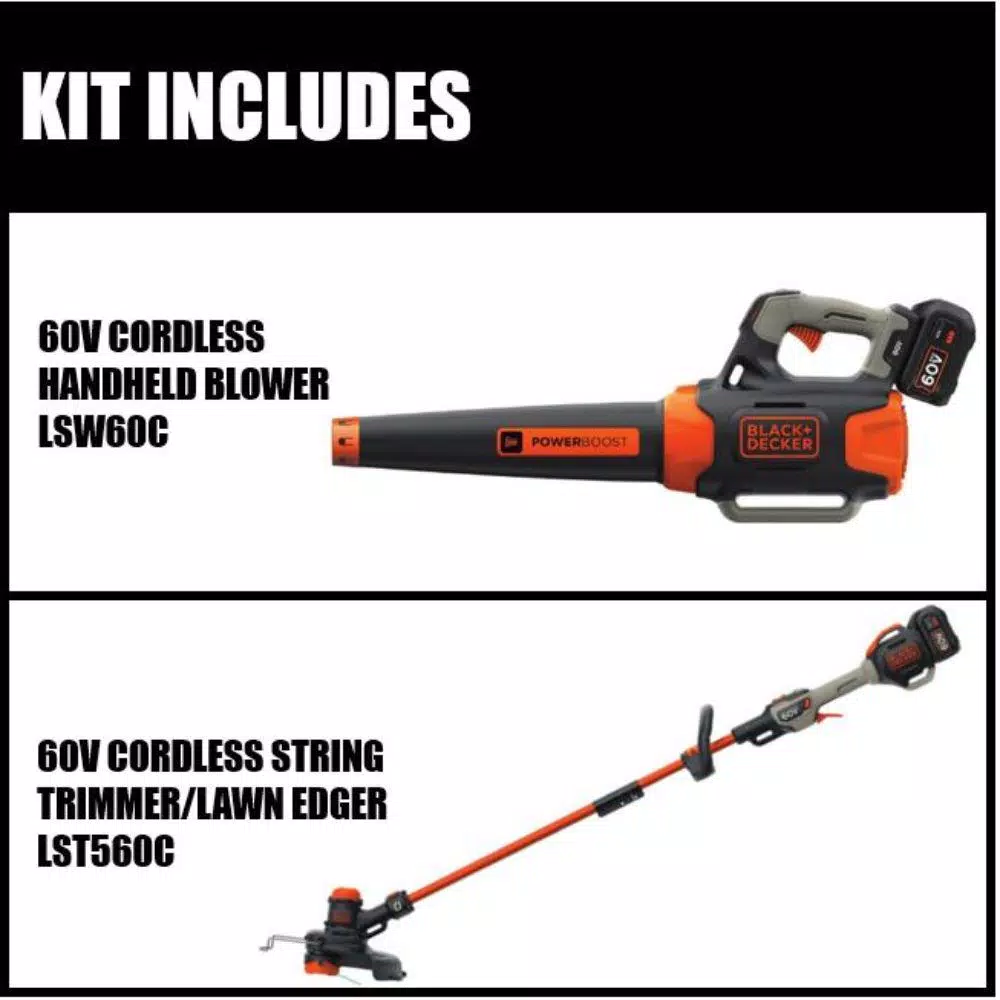Leaf Blowers BLACK+DECKER 100 MPH 400 CFM 60V MAX Cordless Handheld Leaf Blower With Bonus 2-in-1 String Grass Trimmer/Lawn Edger Included - Image 3