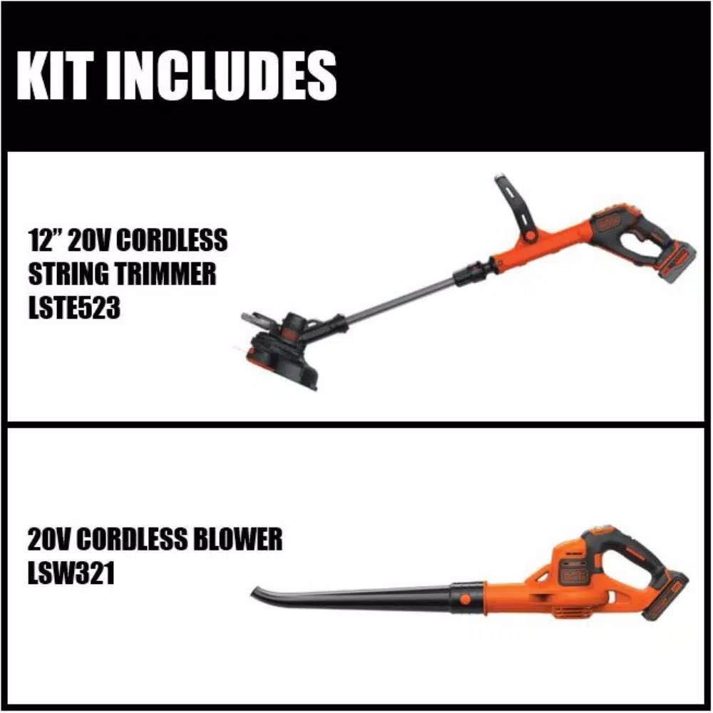 Trimmers BLACK+DECKER 12 In. 20V MAX Lithium-Ion Cordless String Trimmer With (1) 3.0Ah Battery, (1) 2.0Ah Battery, Charger And Bonus Sweeper - Image 3