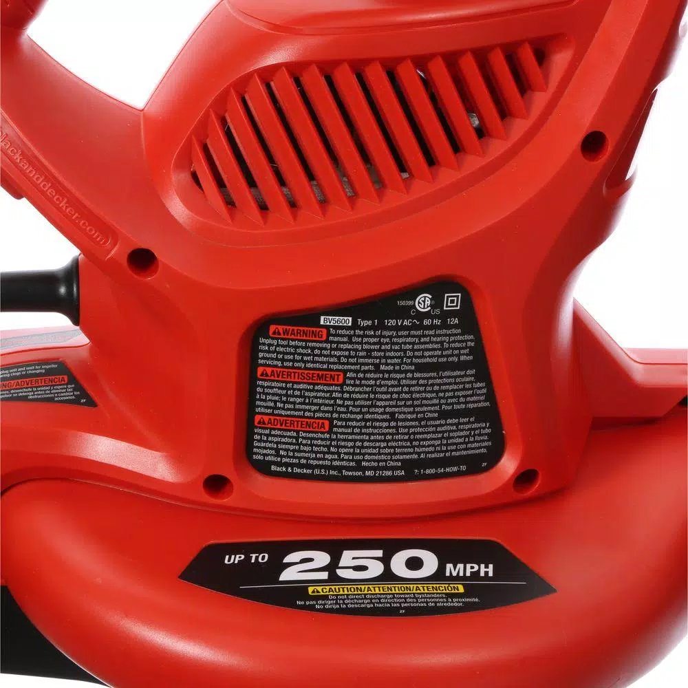 Leaf Blowers BLACK+DECKER 230 MPH 385 CFM 12-Amp Corded Electric 3-in-1 Handheld Leaf Blower/Vacuum/Mulcher 9 Leaf Blowers BLACK+DECKER 230 MPH 385 CFM 12-Amp Corded Electric 3-in-1 Handheld Leaf Blower/Vacuum/Mulcher - Image 7