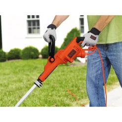 Trimmers BLACK+DECKER 14 In. 7.5-Amp Corded Electric Curved Shaft High Performance Single Line 2-in-1 String Grass Trimmer/Lawn Edger -cuisinart shop black decker electric string trimmers gh3000 44 1000