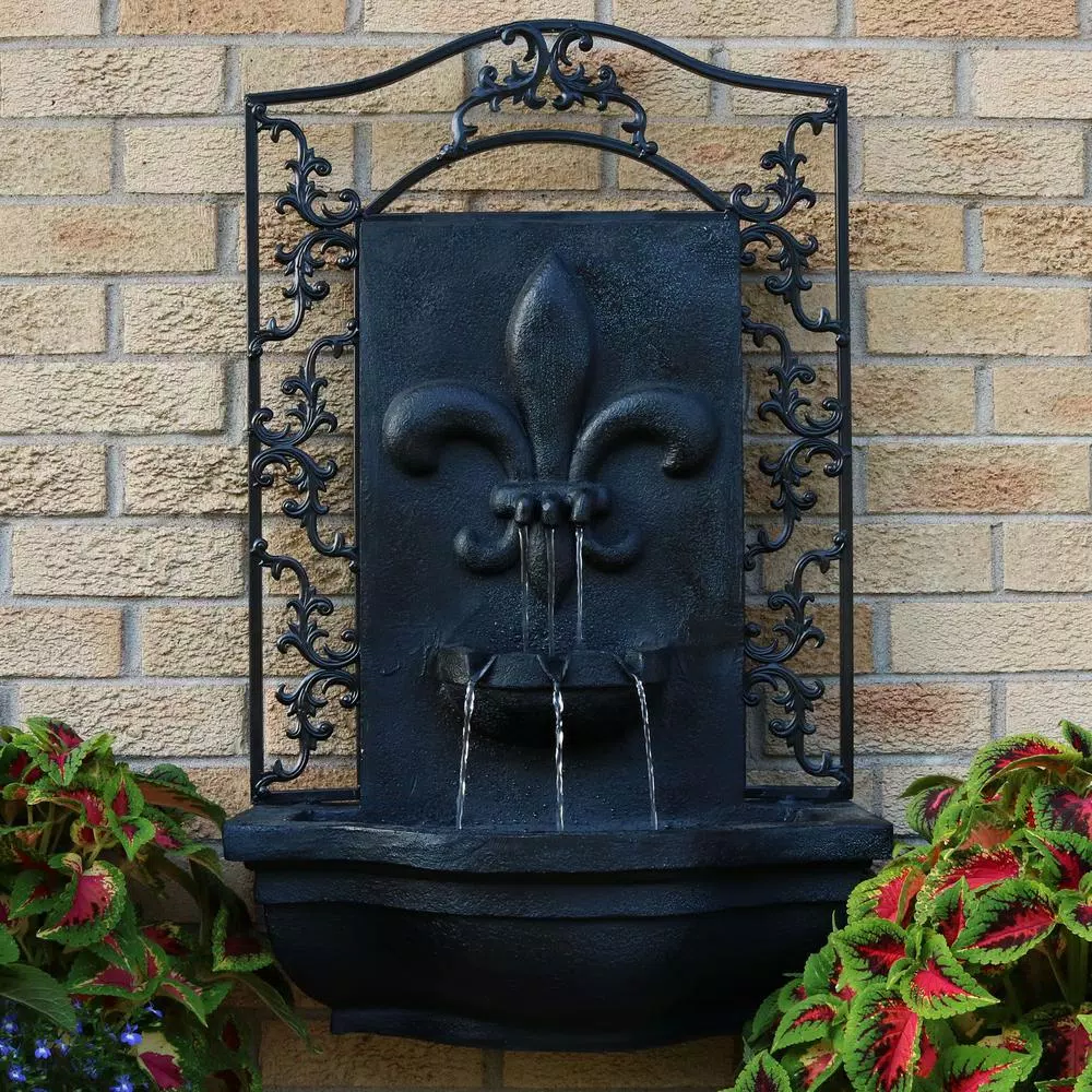 Outdoor Decor Sunnydaze Decor French Lily Lead Electric Powered Outdoor Wall Fountain - Image 2