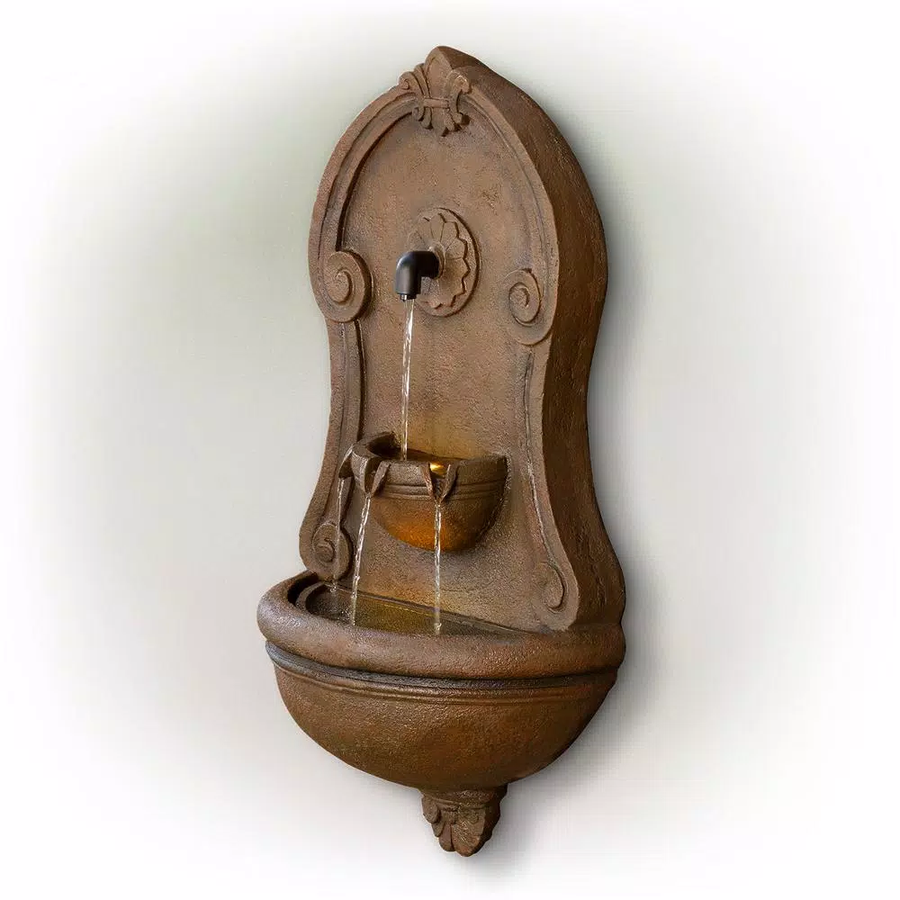 Alpine Corporation Wall Tiering Fountain with LED Lights Outdoor Decor Alpine Corporation Wall Tiering Fountain With LED Lights -cuisinart shop brown alpine corporation indoor water fountains tzl158 40 1000