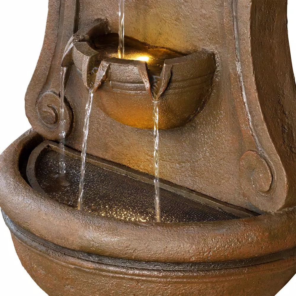Alpine Corporation Wall Tiering Fountain with LED Lights Outdoor Decor Alpine Corporation Wall Tiering Fountain With LED Lights -cuisinart shop brown alpine corporation indoor water fountains tzl158 66 1000