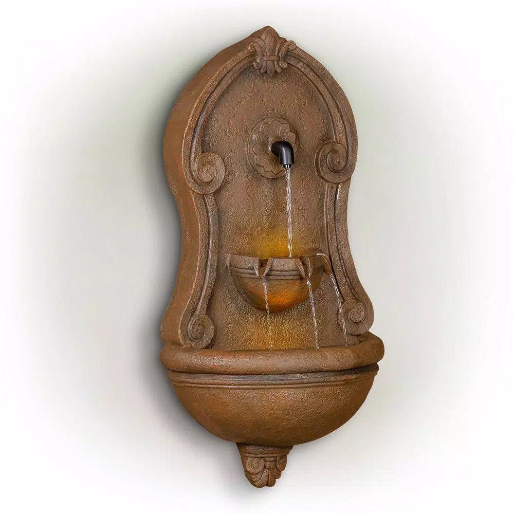 Alpine Corporation Wall Tiering Fountain with LED Lights Outdoor Decor Alpine Corporation Wall Tiering Fountain With LED Lights -cuisinart shop brown alpine corporation indoor water fountains tzl158 a0 1000