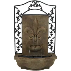 Outdoor Decor Sunnydaze Decor French Lily Florentine Stone Electric Powered Outdoor Wall Fountain