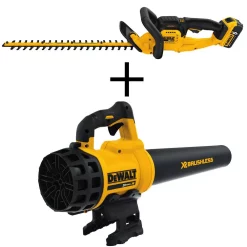 Trimmers DEWALT 22 In. 20V MAX Lithium-Ion Cordless Hedge Trimmer With (1) 5.0Ah Battery, Charger And Bonus Handheld Leaf Blower