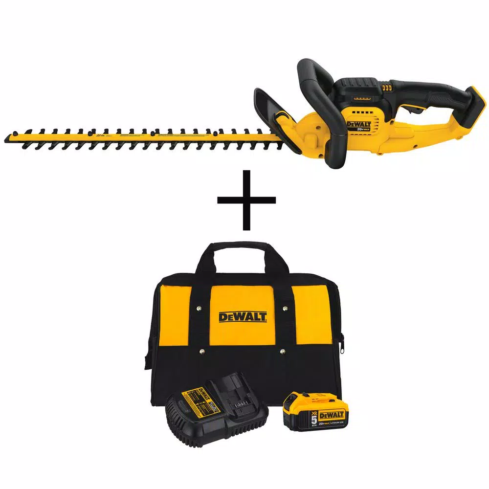 Trimmers DEWALT 22 In. 20V MAX Lithium-Ion Cordless Hedge Trimmer (Tool Only) With Bonus 20V MAX Lithium-Ion Starter Kit Included 3 Trimmers DEWALT 22 In. 20V MAX Lithium-Ion Cordless Hedge Trimmer (Tool Only) With Bonus 20V MAX Lithium-Ion Starter Kit Included