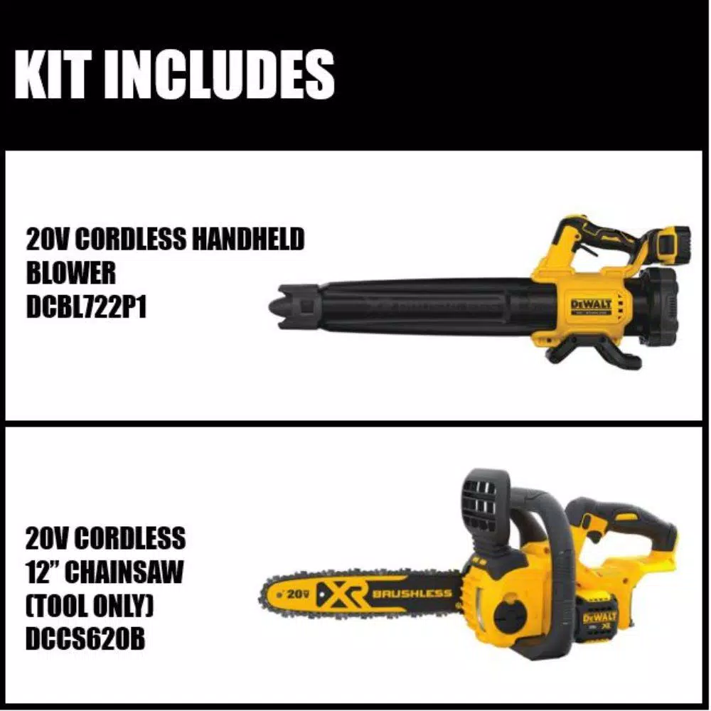 DEWALT 125 MPH 450 CFM 20V MAX Cordless Brushless Blower w/(1) 5.0Ah Battery & Charger w/ Bonus 12in 20V Chainsaw (Tool Only) Leaf Blowers DEWALT 125 MPH 450 CFM 20V MAX Cordless Brushless Blower W/(1) 5.0Ah Battery & Charger W/ Bonus 12in 20V Chainsaw (Tool Only) -cuisinart shop dewalt cordless leaf blowers dcbl722p1w620b e1 1000