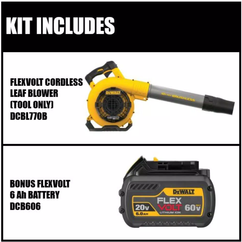 Leaf Blowers DEWALT 129 MPH 423 CFM 60V MAX Cordless FLEXVOLT Handheld Leaf Blower (Tool Only) With Bonus (1) FLEXVOLT 60V 3.0Ah Battery - Image 3