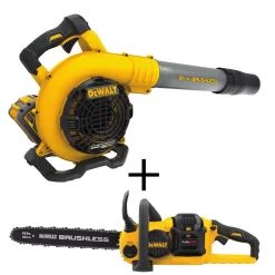 Leaf Blowers DEWALT 129 MPH 423 CFM 60V MAX Cordless FLEXVOLT Handheld Leaf Blower, (2) 3.0Ah Batteries & Charger W/ Bonus 16 In. Chain Saw