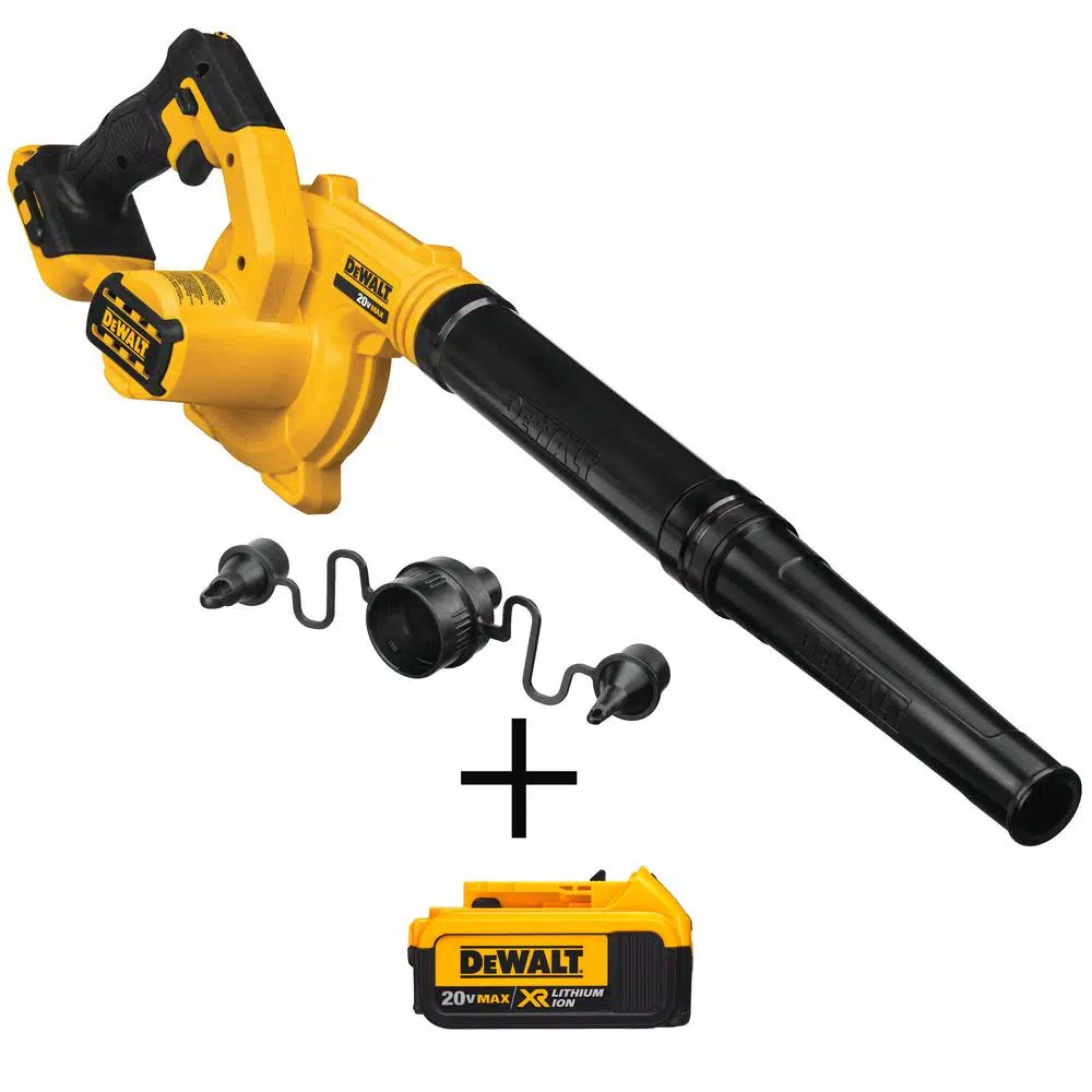 Leaf Blowers DEWALT 20-Volt MAX Cordless Compact Jobsite Blower 135 MPH 100 CFM With (1) 20-Volt 4.0Ah Battery