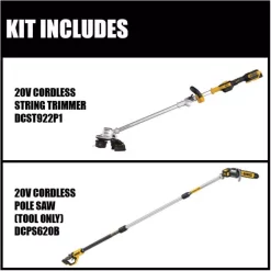 Trimmers DEWALT 20V MAX Lithium-Ion Brushless Cordless String Trimmer With Bonus 8 In. 20-Volt MAX Pole Saw (Tool Only) -cuisinart shop dewalt cordless string trimmers dcst922p1w620 40 1000