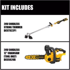 Trimmers DEWALT 20V MAX Brushless Cordless String Trimmer With Bonus 12 In. 20V Cordless Brushless Chainsaw (Tool Only) -cuisinart shop dewalt cordless string trimmers dcst922p1w620b 40 1000
