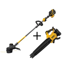 Trimmers DEWALT 15 In. 60V MAX Cordless FLEXVOLT Brushless String Grass Trimmer With Bonus Bare Cordless Handheld Blower Included