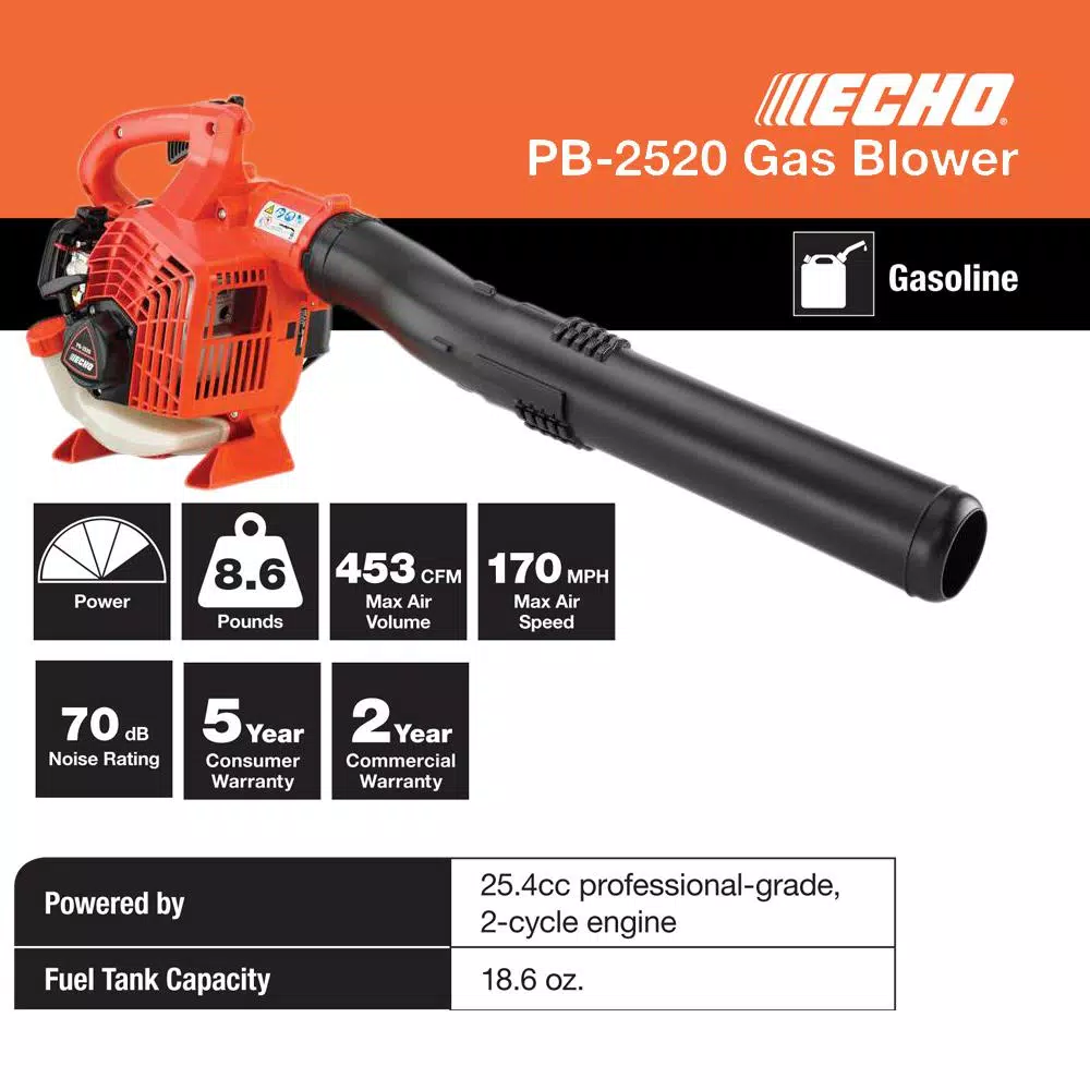 Leaf Blowers ECHO 170 MPH 453 CFM 25.4 Cc Gas 2-Stroke Cycle Handheld Leaf Blower - Image 4