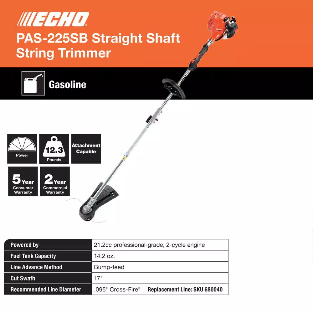 Trimmers ECHO 21.2 Cc 17 In. Gas 2-Stroke Cycle PAS Straight Shaft Trimmer - Image 3