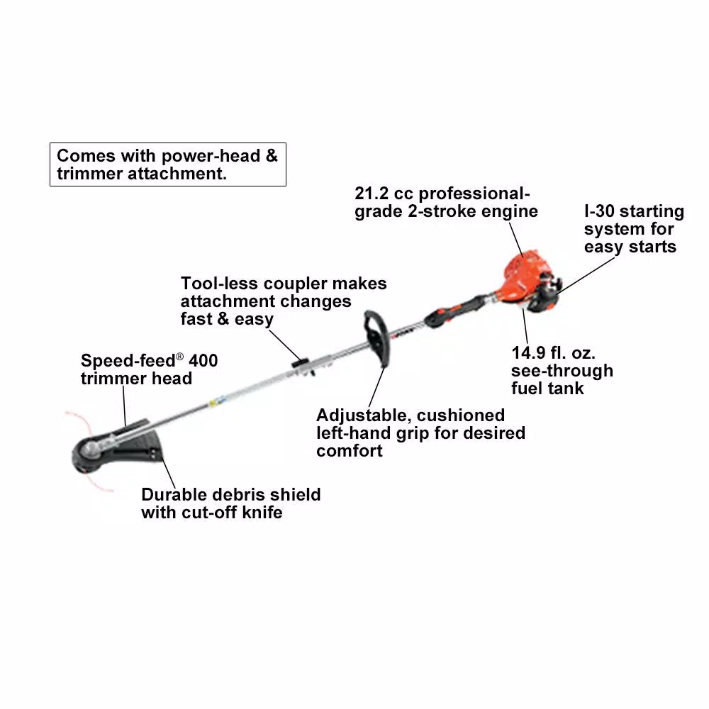 Trimmers ECHO 21.2 Cc 17 In. Gas 2-Stroke Cycle PAS Straight Shaft Trimmer - Image 2