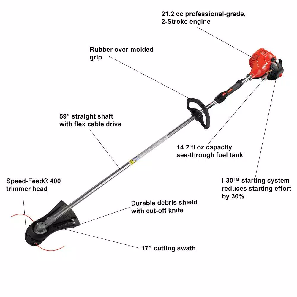 Trimmers ECHO 21.2 Cc Gas 2-Stroke Cycle Straight Shaft Trimmer 4 Trimmers ECHO 21.2 Cc Gas 2-Stroke Cycle Straight Shaft Trimmer - Image 2