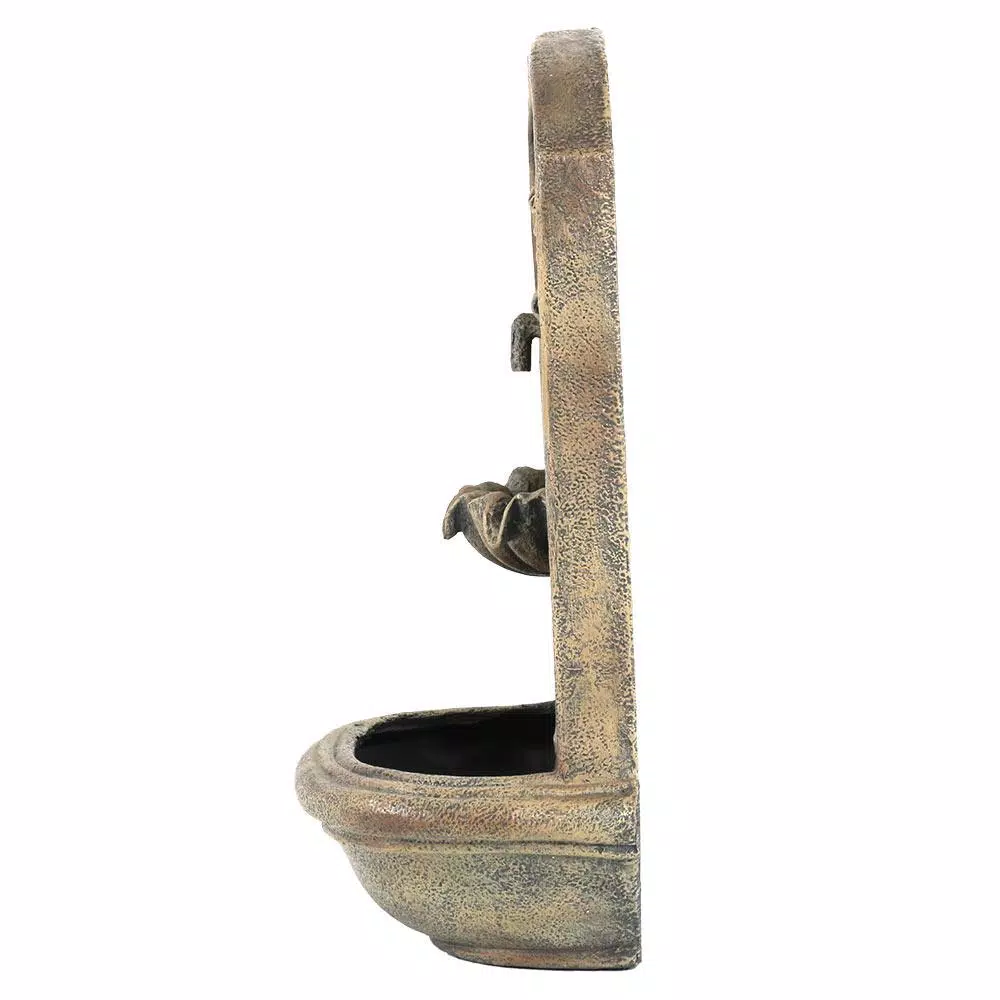 Outdoor Decor Sunnydaze Decor Seaside Resin Florentine Stone Solar Outdoor Wall Fountain With Battery Backup - Image 3