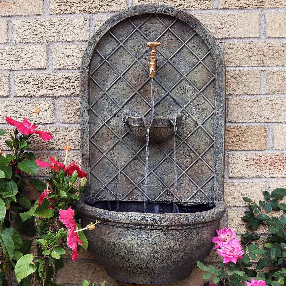 Outdoor Decor Sunnydaze Decor Messina Resin Florentine Solar Outdoor Wall Fountain With Battery Backup - Image 8
