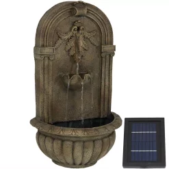 Outdoor Decor Sunnydaze Decor Florence Resin Florentine Stone Finish Solar Outdoor Wall Fountain