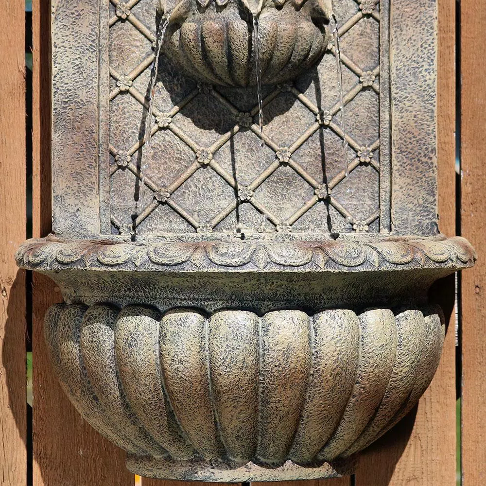 Outdoor Decor Sunnydaze Decor Venetian Resin Florentine Stone Finish Solar Outdoor Wall Fountain - Image 3