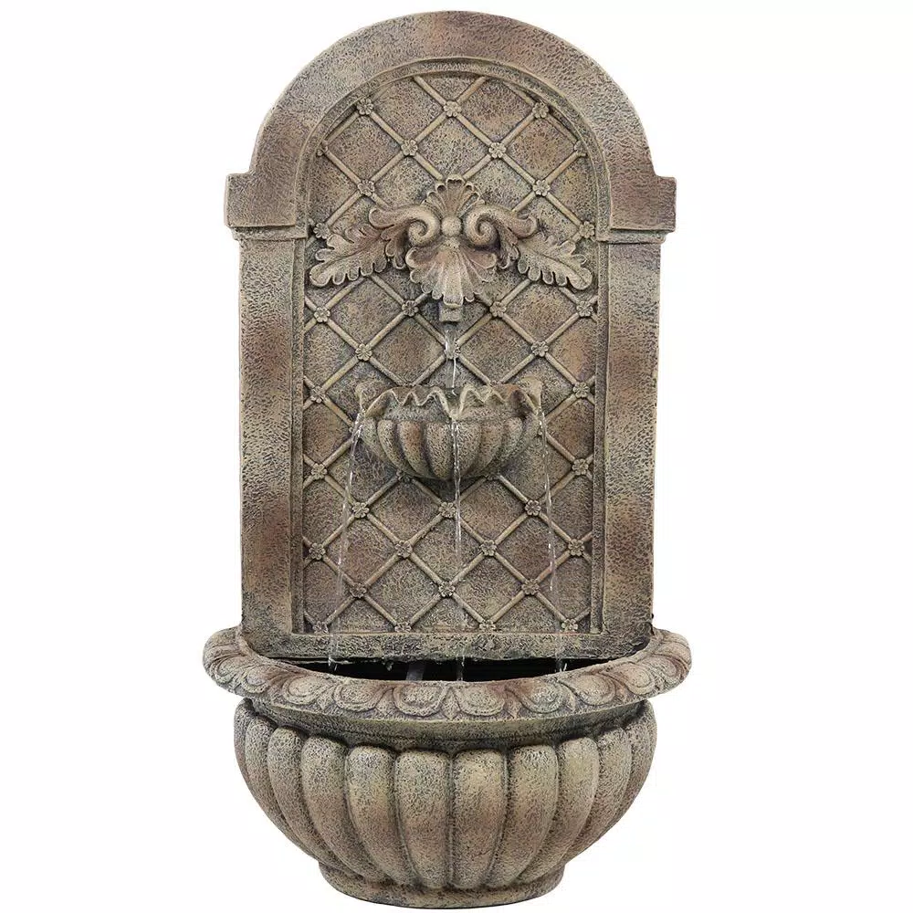 Outdoor Decor Sunnydaze Decor Venetian Resin Florentine Stone Finish Solar Outdoor Wall Fountain