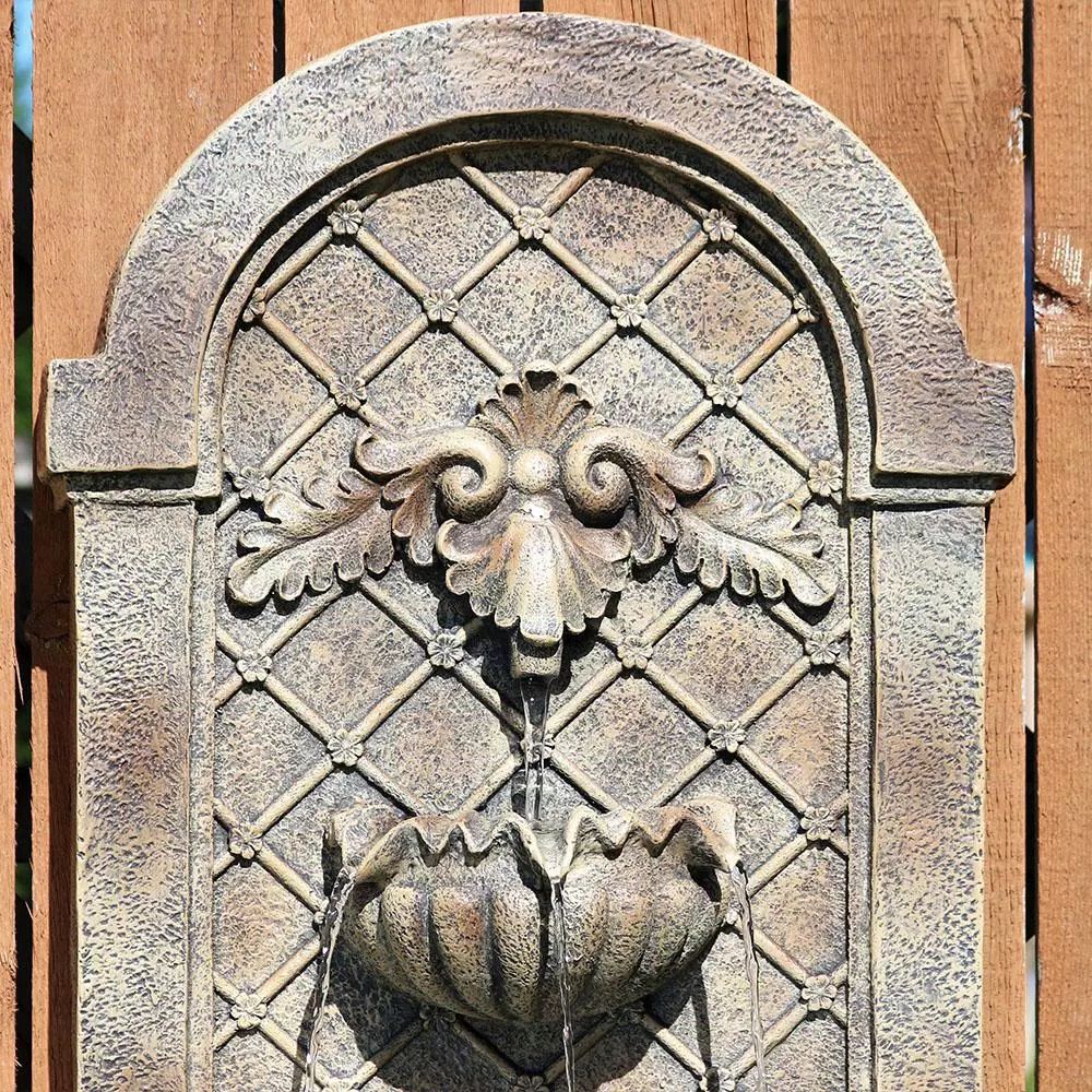 Outdoor Decor Sunnydaze Decor Venetian Resin Florentine Stone Solar-On-Demand Outdoor Wall Fountain - Image 2