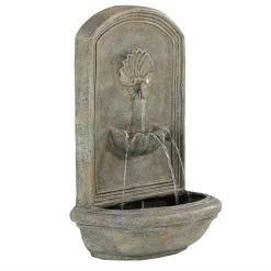 Outdoor Decor Sunnydaze Decor Seaside Resin French Limestone Solar Outdoor Wall Fountain