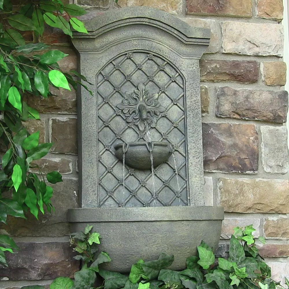 Outdoor Decor Sunnydaze Decor Rosette Resin French Limestone Solar-On-Demand Outdoor Wall Fountain - Image 4