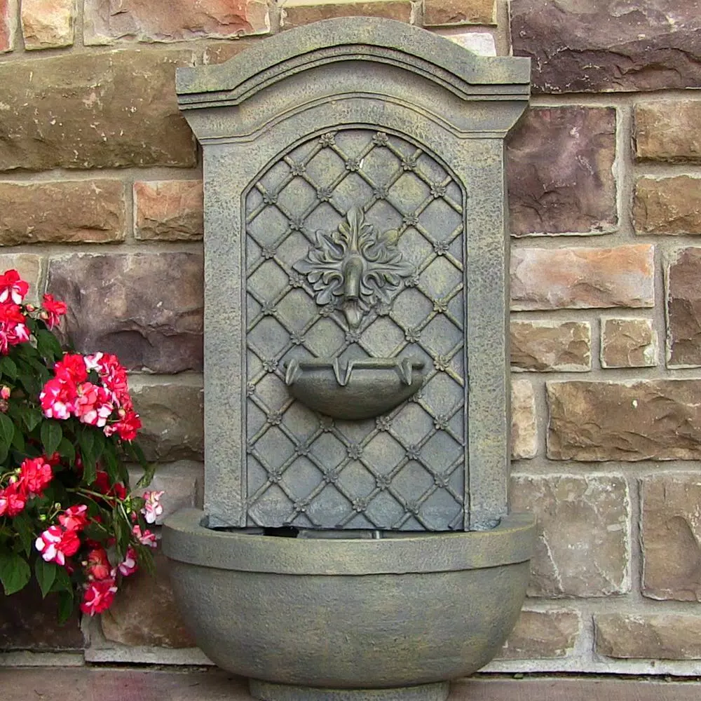 Outdoor Decor Sunnydaze Decor Rosette Resin French Limestone Solar-On-Demand Outdoor Wall Fountain - Image 6